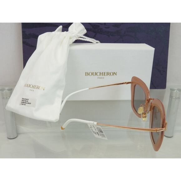 NWT BOUCHERON NUDE GOLD BC0015S 005 CAT EYE 47MM SQUARE SUNGLASSES $ 800 FRANCE main image 5